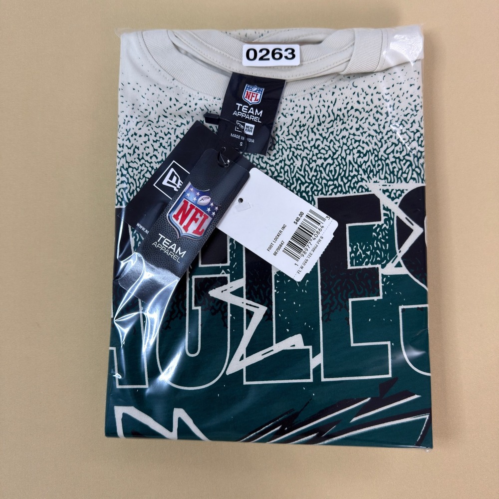 NEW Era NFL Eagles Sublimated All Over Print T-Shirt Cream/Green Small NWT - Picture 10 of 10